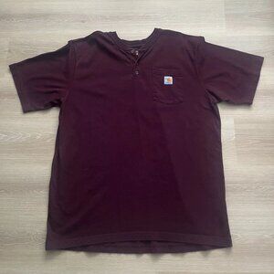 Men's Red Carhartt Original Fit Short Sleeve Shirt Size XL Tall Front Pocket